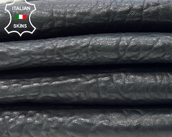 WASHED BUBBLY GRAINY Black Vegetable Tan Thick Italian Lambskin Lamb Sheep Leather pack 2 hides skins total 10+sqf 2.0mm #B9954