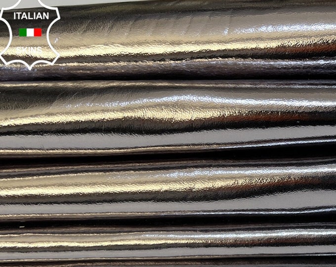 METALLIC STEEL Italian Goatskin Goat leather pack 2 hides skins total 10sqf 0.9mm #B9347