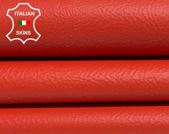 ORANGE CORAL COATED Crinkled Thick Italian Calfskin Calf Cow Leather hides hide skin skins 7-9sqf 1.0mm #B2559