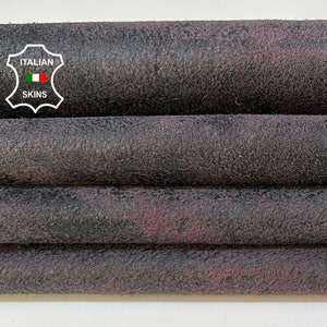 EGGPLANT NUBUCK Stonewash Antiqued Vintage Distressed Look Soft Italian Goatskin Goat Leather hide hides skin skins 9sqf 1.0mm #B9383