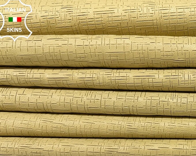 CREAM WHEAT TEXTURED Soft Italian Lambskin Lamb Sheep Leather pack 2 hides skins total 12+sqf 0.9mm #B8782
