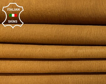 Delivered Duty Paid-CAMEL TAN STRETCH Naked Vegetable Tanned Soft Italian Lamb Leather pack 2 skins total 8sqf 0.7mm #B6532