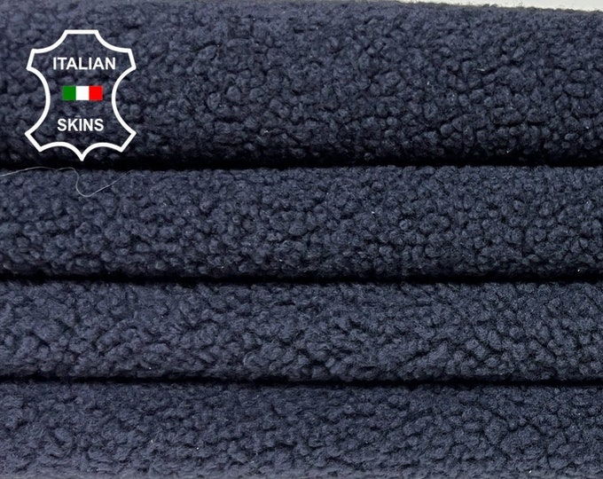 BLUE sheepskin shearling fur hairy sheep one side usable Italian leather skin hide 24"x26" #A9462