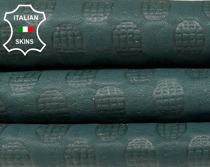 DARK GREEN TEXTURED Print Soft Italian Lambskin Lamb Sheep Leather hides hide skin skins 3+sqf 0.7mm #B1596