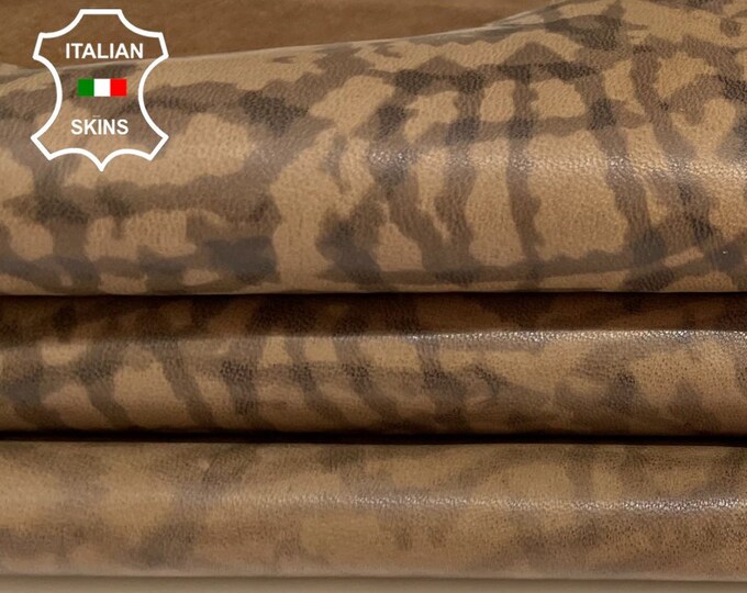 MOKKA BROWN PRINTED Distressed soft Italian Lambskin Lamb sheep leather hide hides skin skins 7sqf 0.7mm #A9531