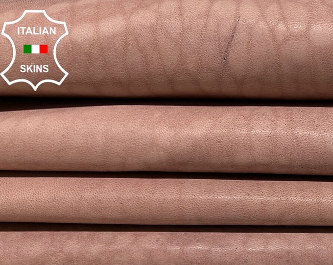 NATURAL BOIS De ROSE Old Pink Grainy Naked Vegetable Tanned Thick Soft Italian Lambskin Sheep leather pack 2 hides total 14sqf 1.1mm #B6387