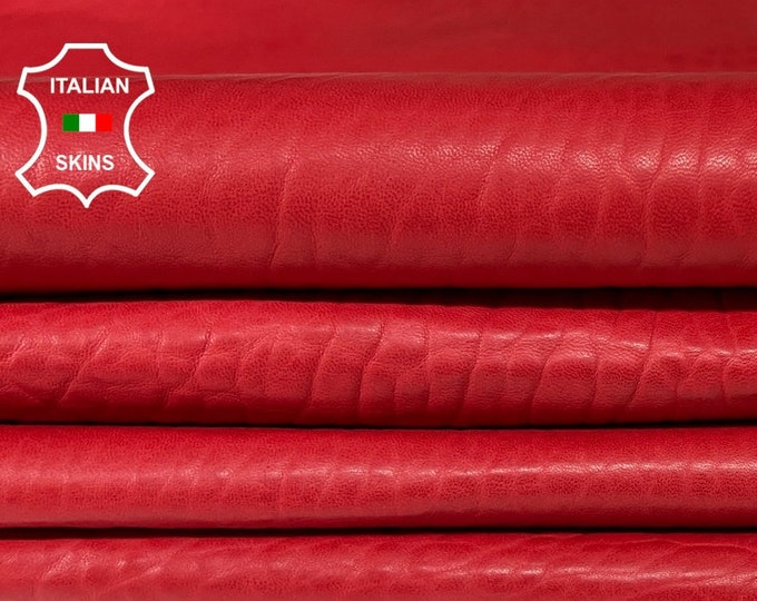 RED BUBBLY GRAINY thick soft Italian Lambskin Lamb sheep leather hides hide skin skins 6+sqf 1.2mm #A9343