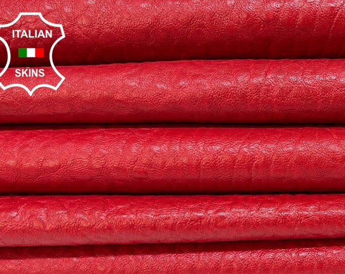 RED Bubbly Grainy Italian Lambskin Lamb Sheep Leather pack 2 hides skins total 11sqf 0.8mm #B6793