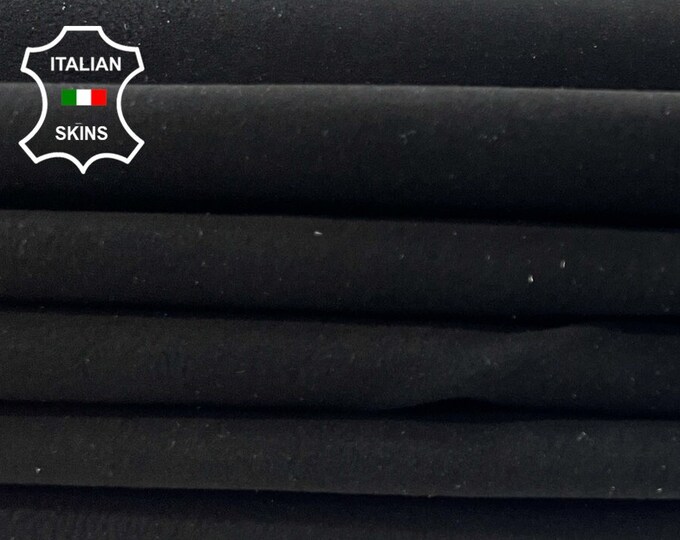 BLACK NUBUCK Thick Soft Italian STRETCH Lambskin Lamb Sheep Leather pack 2 hides skins total 10+sqf 1.1mm #B9953