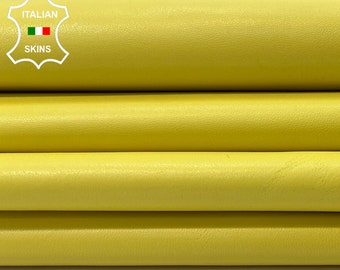 LEMON YELLOW Italian Metis Lambskin Lamb Sheep leather pack 2 hides skins total 12sqf 0.9mm #B9826