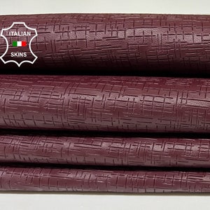WINE BORDEAUX TEXTURED Vegetable Tan Thick Soft Italian Lambskin Lamb Sheep Leather hide hides skin skins 9+sqf 1.3mm #B8786