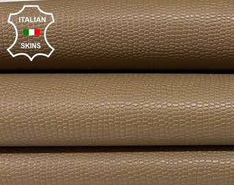WALNUT BROWN LIZARD Textured Print On Strong Italian Calf Cow Leather skin 6+sqf 0.8mm #B1074