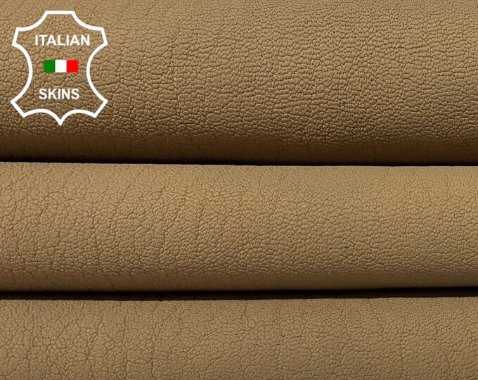 CAMEL BROWN COATED Matte Rough Vegetable Tan Thick Soft Italian Goatskin Goat Leather hides hide skin skins 6sqf 1.5mm #B1525