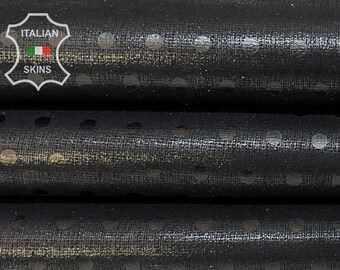 GUNMETAL BLACK POIS Polka Print On Italian Goatskin Goat Leather hide hides skin skins 5+sqf 1.0mm #B7878