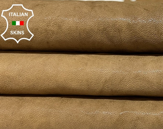 WASHED WRINKLED ANTIQUED Sand Brown Vegetable Tan Thick Italian Lambskin Lamb Sheep Leather hide hides skin skins 6+sqf 1.3mm #B6224