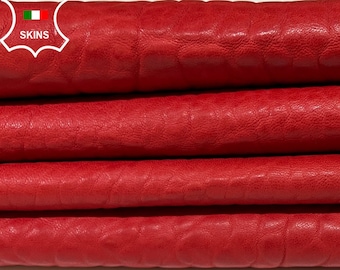 RED BUBBLY GRAINY Vegetable Tan Soft Italian Lambskin Lamb Sheep leather hide hides skin skins 6sqf 1.0mm #B3200