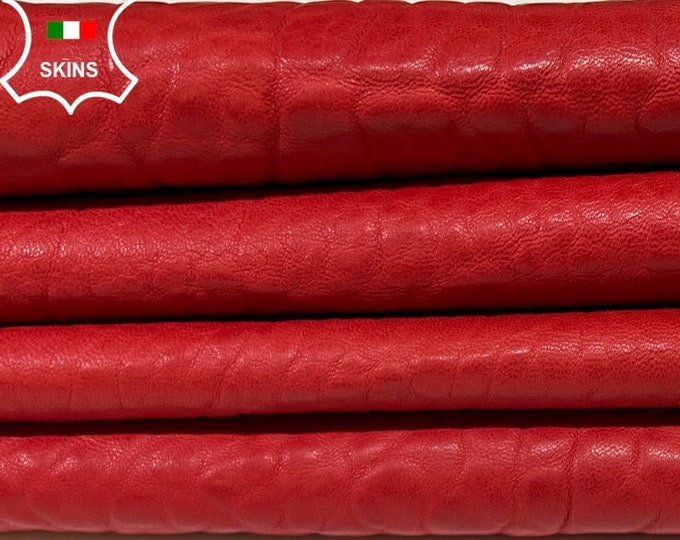 RED BUBBLY GRAINY Vegetable Tan Soft Italian Lambskin Lamb Sheep leather hide hides skin skins 6sqf 1.0mm #B3200