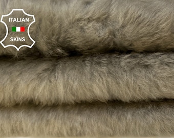 TAUPE GRAY Hair On sheepskin shearling  hairy sheep Italian leather skin 17"x22"  #B3976