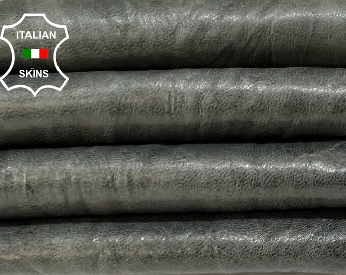 DARK GRAY WRINKLED Antiqued Vegetable Tan Thin Soft Italian Lambskin Sheep Leather hide hides skin skins 8sqf 0.4mm #B6670