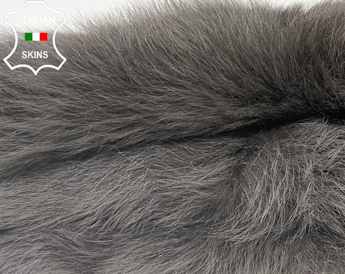 TAUPE GRAY sheepskin shearling fur hairy sheep one side usable Italian leather skin skins 15"x26"   #A9184