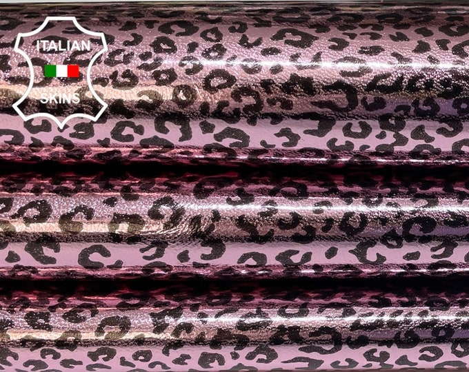 METALLIC PINK CHEETAH Leopard Print On Italian Lambskin Lamb Sheep Leather hides hide skin skins 6-8sqf 0.7mm #B697