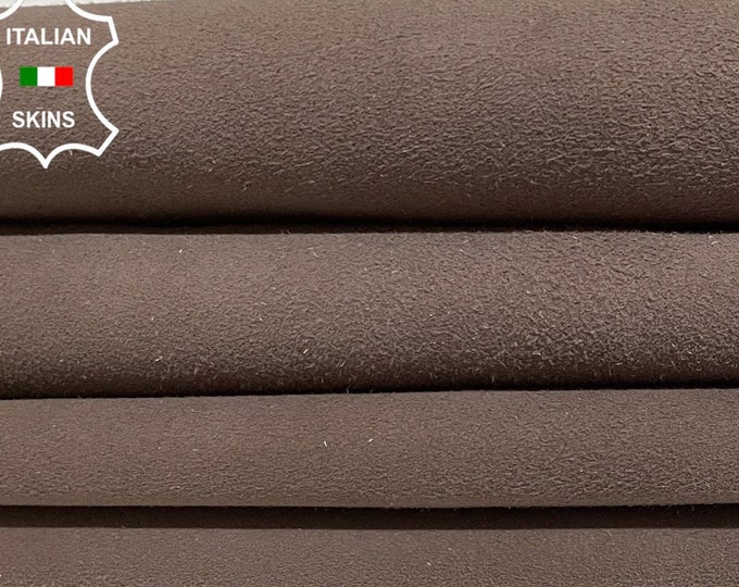 BROWN SUEDE Thin Italian Goatskin Goat Leather hides pack 2 skins total 6sqf 0.6mm #B2606