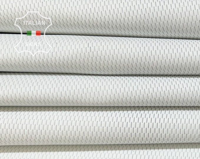 WHITE TEXTURED PERFORATED Thick Soft Italian Lambskin Lamb Sheep Leather pack 2 hides skins total 16sqf 1.1mm #B7598