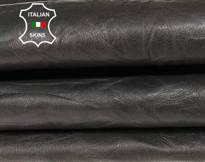 ESPRESSO DARK BROWN Crinkled rustic Antiqued vintage look vegetable tan Italian Lambskin Lamb Sheep leather skin skins 4+sqf 0.9mm #A8754