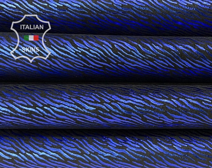 METALLIC BLUE ZEBRA Print  Backed On Strong Italian Goatskin Goat Leather pack 2 hides skins total 9+sqf 1.0mm #B7866