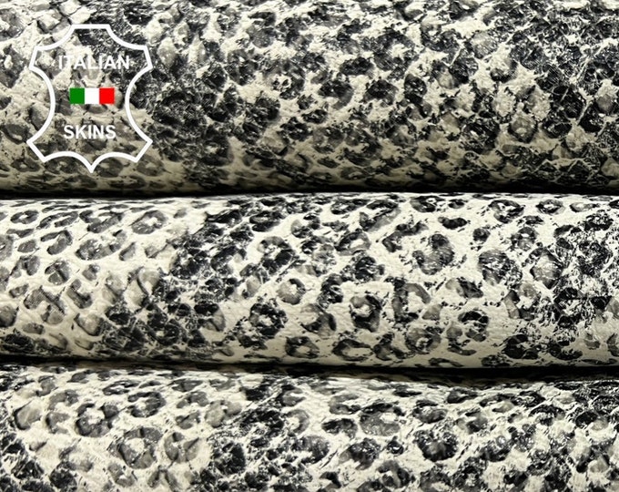 CHEETAH LEOPARD & SNAKE Print On Ivory Italian Goatskin Goat Leather hide hides skin skins 5+sqf 1.0mm #B5491