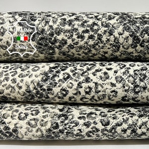 CHEETAH LEOPARD & SNAKE Print On Ivory Italian Goatskin Goat Leather hide hides skin skins 5+sqf 1.0mm #B5491
