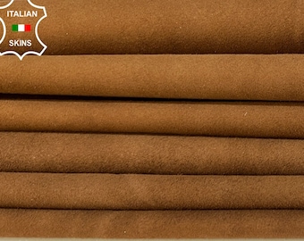 BROWN SUEDE Soft Italian Lambskin Lamb Sheep Leather hides pack 2 skins total 10sqf 0.7mm #B9631