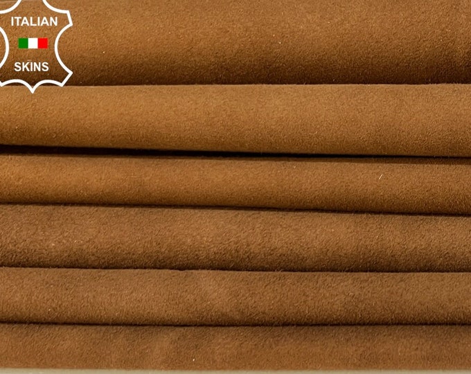 BROWN SUEDE Soft Italian Lambskin Lamb Sheep Leather hides pack 2 skins total 10sqf 0.7mm #B9631