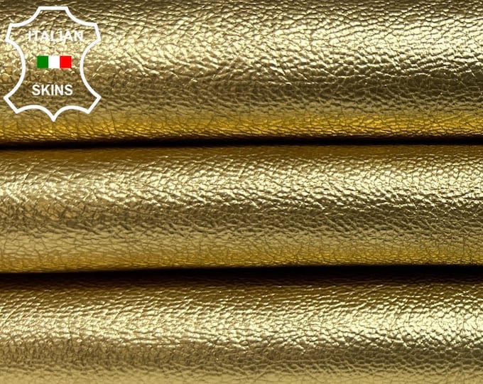 METALLIC GOLD ROUGH Thick Italian Goatskin Goat Leather hide hides skin skins 5+sqf 1.2mm #B5305