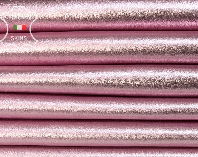 METALLIC PINK ROUGH Soft Italian Lambskin Lamb Sheep Leather pack 2 hides skins total 11+sqf 0.9mm #B8044