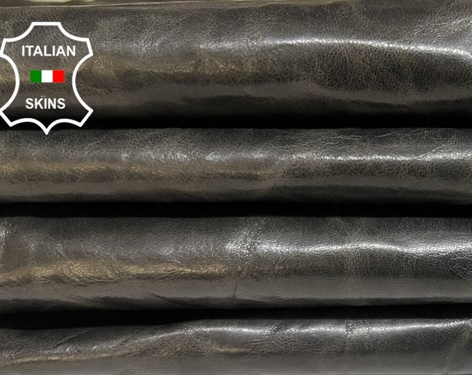 DARK BROWN ANTIQUED Rustic Look Vegetable Tan Italian Goatskin Goat Leather pack 2 hides skins total 18sqf 0.8mm #B5279