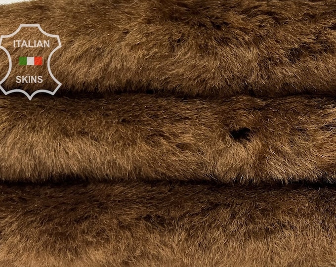BROWN short Hair On Soft sheepskin shearling fur hairy sheep Italian leather 4+sqf 21"x26"  #B7049