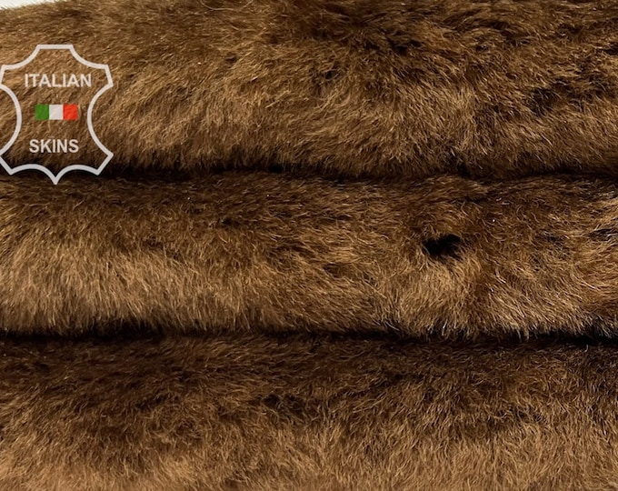 BROWN short Hair On Soft sheepskin shearling fur hairy sheep Italian leather 4+sqf 21"x26"  #B7049