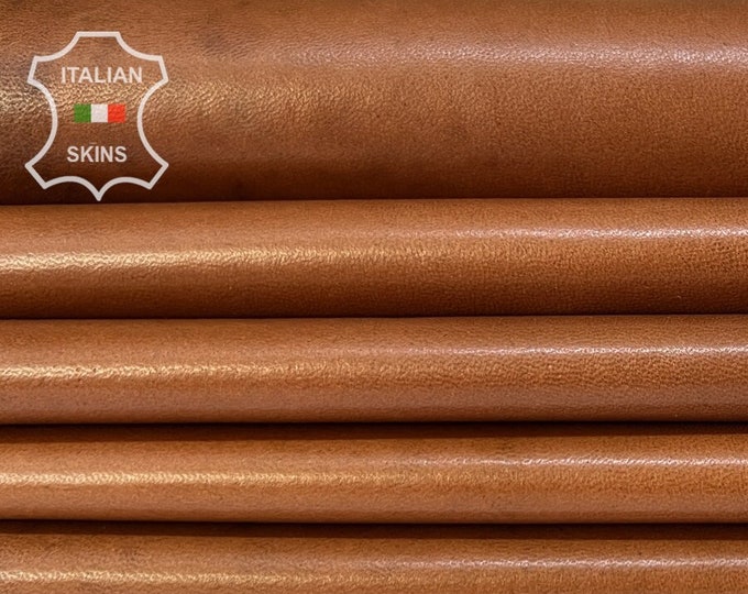 BROWN VEGETABLE TANNED Rustic Look Soft Italian Lambskin Lamb Sheep Leather pack 2 hides skins total 16sqf 0.7mm #B7840