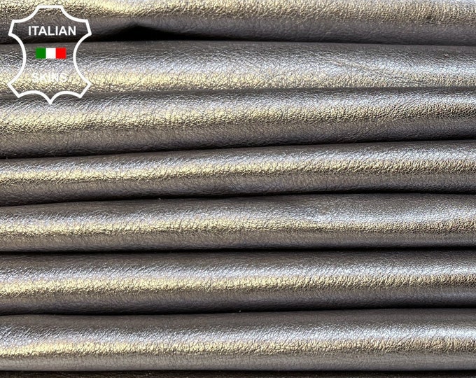 METALLIC STEEL ROUGH Soft Italian Goatskin Goat Leather pack 4 hides skins total 18sqf 0.8mm #B9024