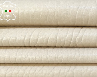 Delivered Duty Paid-CREAM IVORY NATURAL Grainy Thick Italian Lambskin Lamb  Leather pack 2 skins total 10sqf 1.7mm #B9743