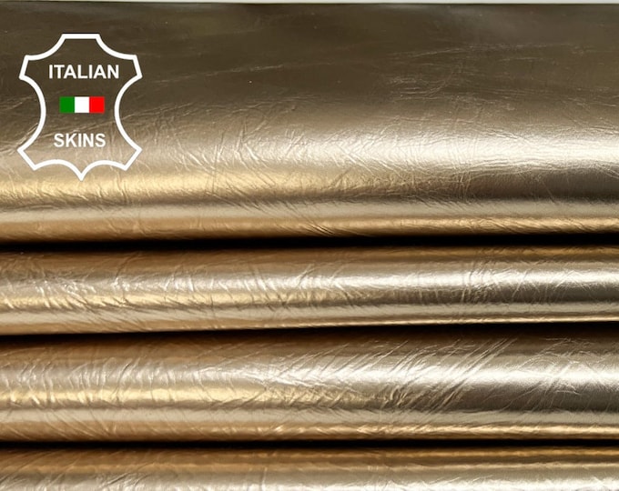METALLIC CHAMPAGNE GOLD Platinum Crinkled Soft Italian Goatskin Goat Leather pack 2 hides skins total 10sqf 0.7mm #B6584