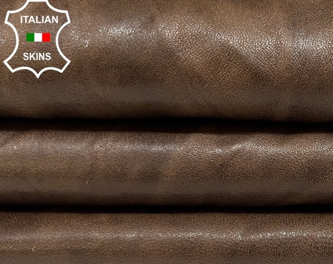 BROWN WRINKLED ANTIQUED Vegetable Tan Soft Italian Lambskin Lamb Sheep leather hide hides skin skins 5+sqf 0.7mm #B6175