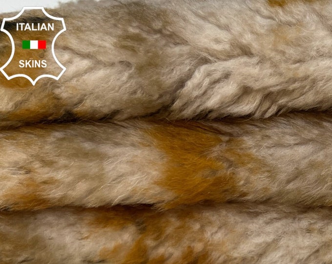 TAUPE BEIGE DISTRESSED Hair On sheepskin shearling fur hairy sheep Italian leather skin skins hide hides 20"x21"  #B3985
