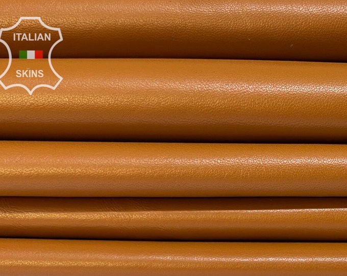 TAN ORANGY BROWN Thin Soft Italian Lambskin Lamb Sheep Leather pack 2 hides skins total 9+sqf 0.6mm #B7459