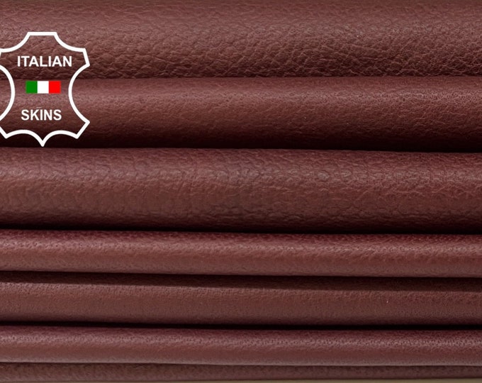 DARK WINE PEBBLE Grainy Burgundy Soft Italian Lambskin Lamb Sheep Leather pack 4 hides skins total 24sqf 0.8mm #B3703