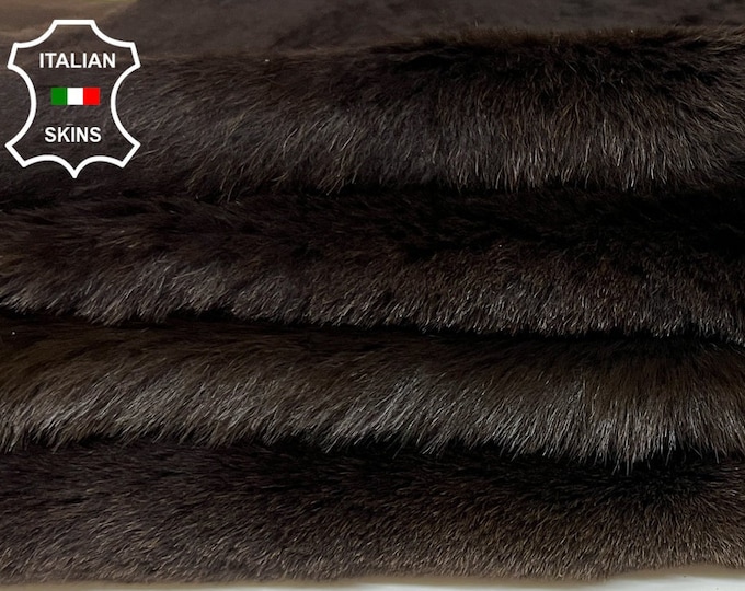 DARK BROWN On ANTIQUED Pebble Brown soft sheepskin shearling fur hairy sheep Italian leather hides pack 4 skins total 12sqf  #A9556