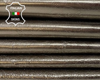 METALLIC PEWTER CRACKLED Italian Goatskin Goat Leather hides pack 2 skins total 12+sqf 0.7mm #B1100
