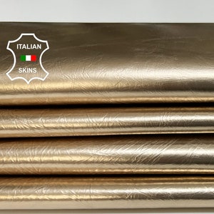 METALLIC CHAMPAGNE GOLD Platinum Crinkled Soft Italian Goatskin Goat Leather pack 2 hides skins total 10sqf 0.7mm #B6584