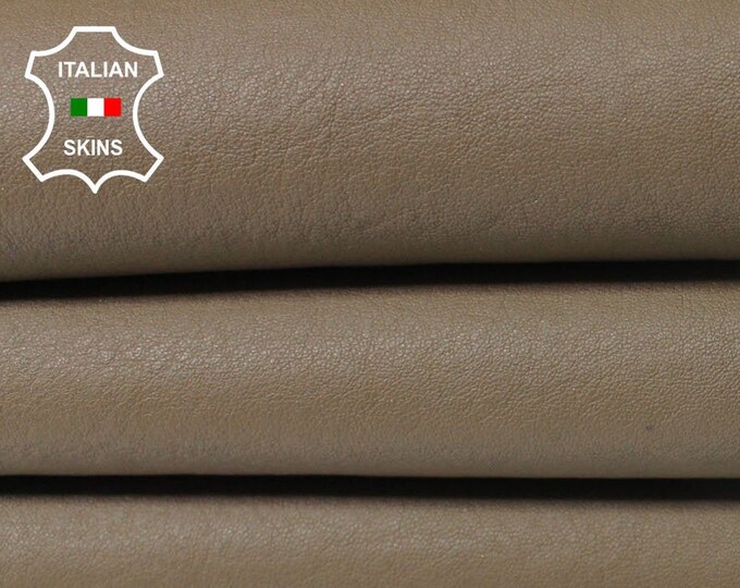 KHAKI BROWN with beige Wool backside soft Italian Lambskin Lamb Sheep leather skin hide hides skins 5sqf #A5527